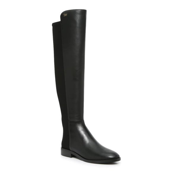 $750 STUART WEITZMAN KEELAN CITY BOOT BLACK LEATHER 50/50 STRETCH 11 41.5 (P20)